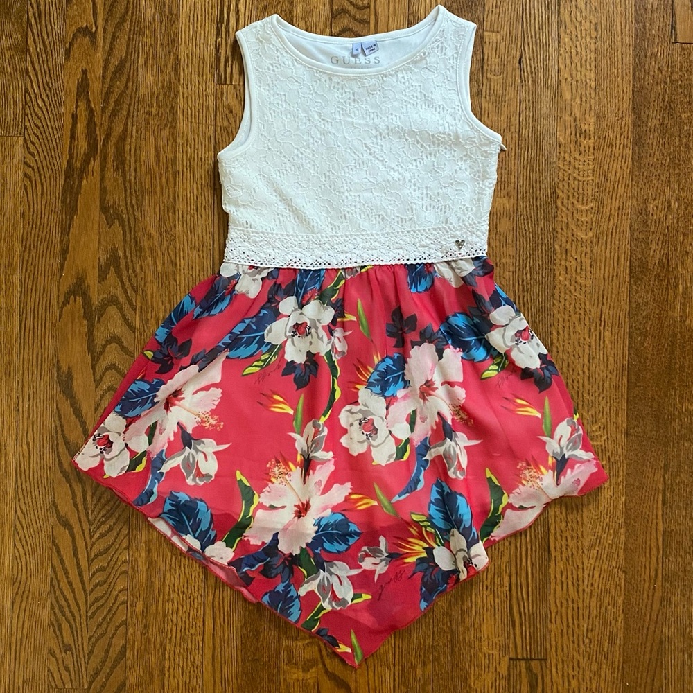 Guess Girl Dress w/eyelet & flower chiffon size:5